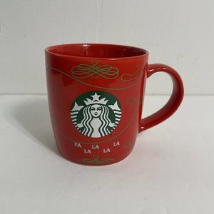 Starbucks Coffee Mug 2020 Red Christmas 12 oz FA LA LA LA Holiday Cup Ceramic